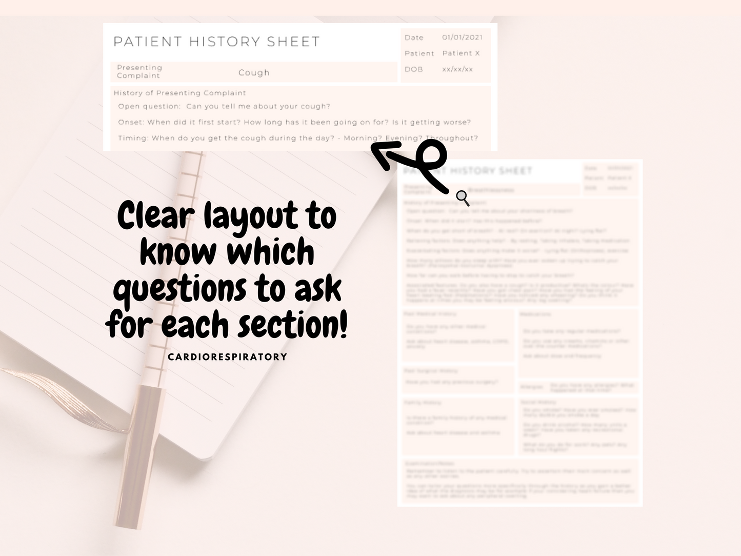 History Cheat Sheets & Differential Diagnosis Guide (Chest Pain, Cough, SOB)