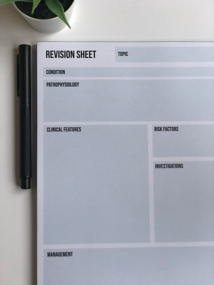 Close up of disease template sections on medical study pad.