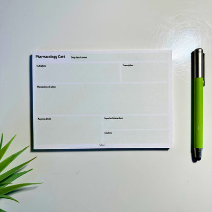 The Ultimate Pharmacology Flashcard Notepad – Active Recall Drug Template