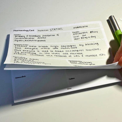 The Ultimate Pharmacology Flashcard Notepad – Active Recall Drug Template
