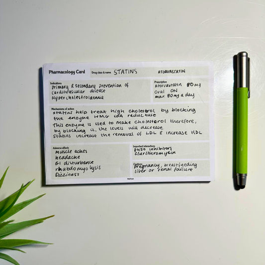 The Ultimate Pharmacology Flashcard Notepad – Active Recall Drug Template